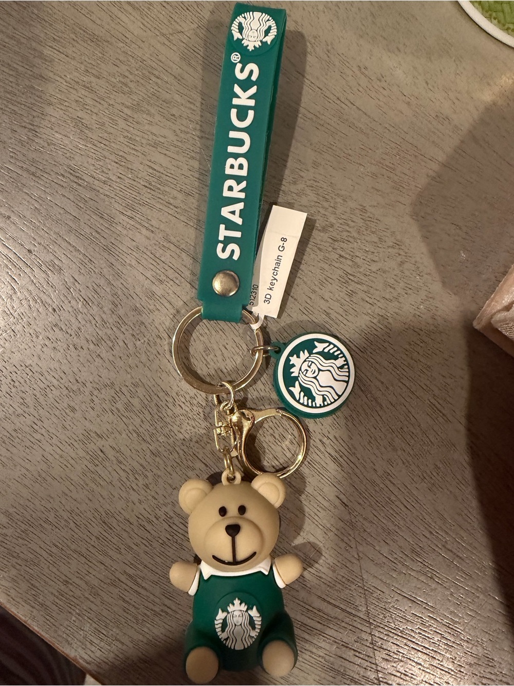 Starbucks Teal Wristlet Keychain with Bear Charm